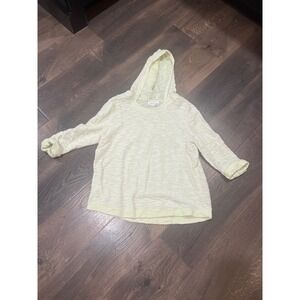 Weekends by Chicos 2 Womens Sweater Size 12-14 Hoodie Light Green Knit